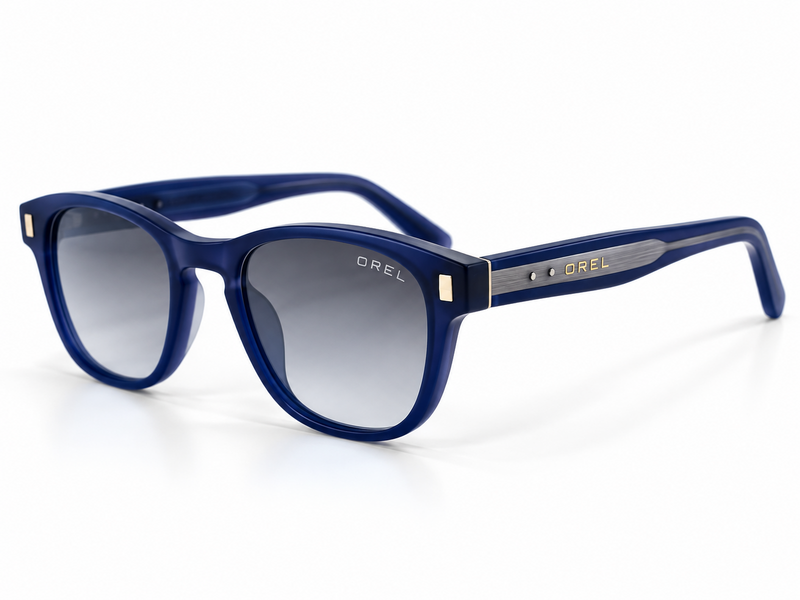 OREL navy blue sunglasses grey gradient lenses front view