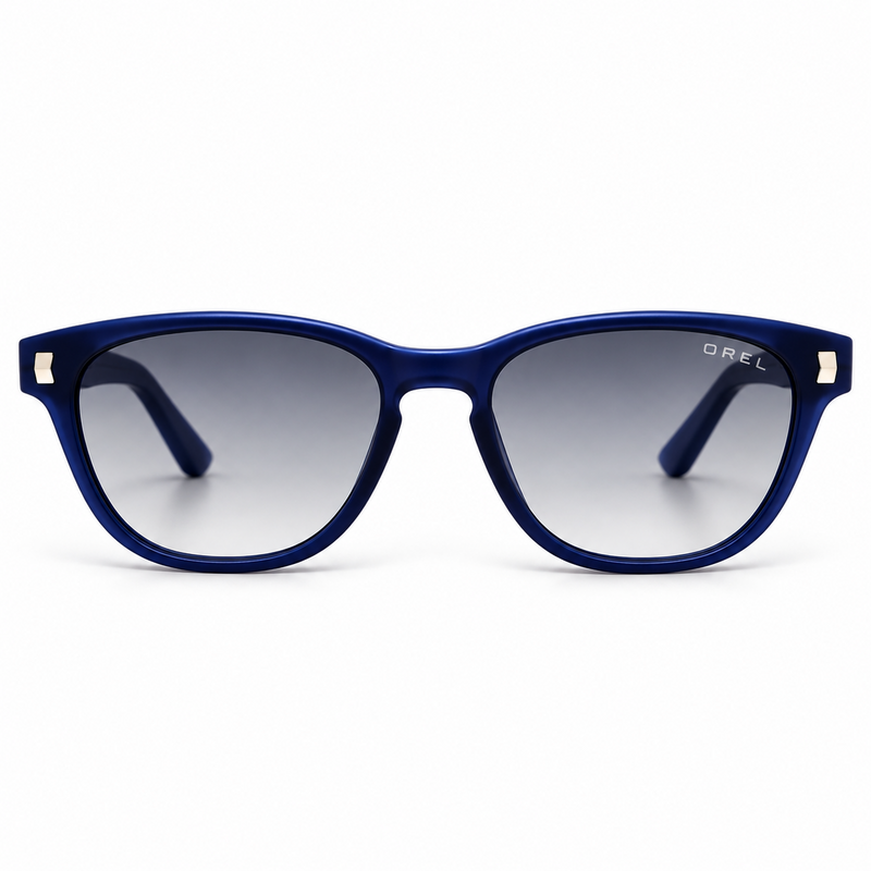 OREL navy blue sunglasses grey gradient lenses front view